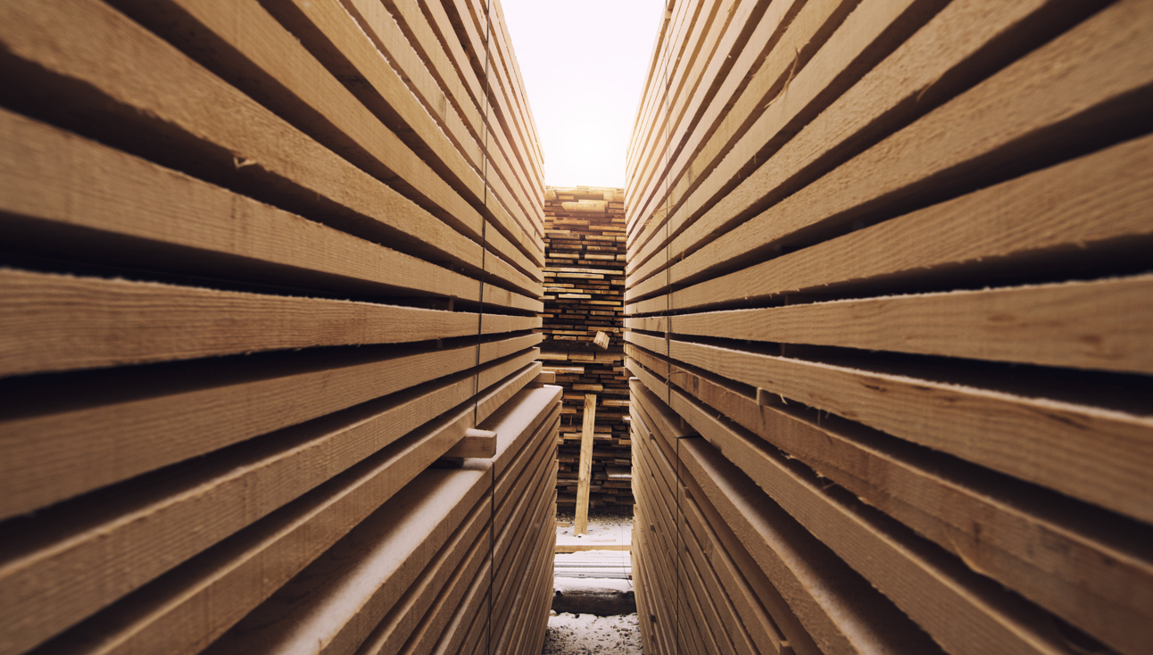 Stack Wooden Planks Sawmill Lumber Yard